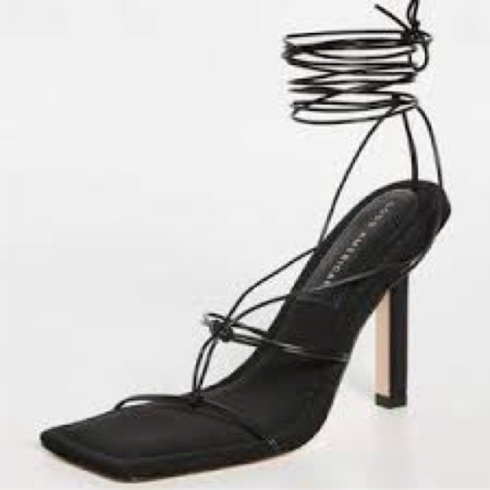 Good American | Black Strappy Neoprene High Heel Shoes